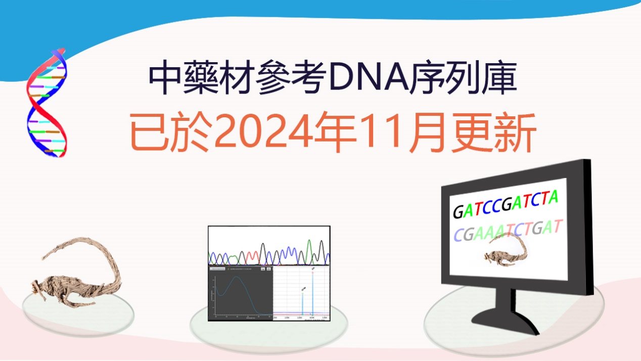 「中藥材參考DNA序列庫」參考DNA序列已於2024年11月更新